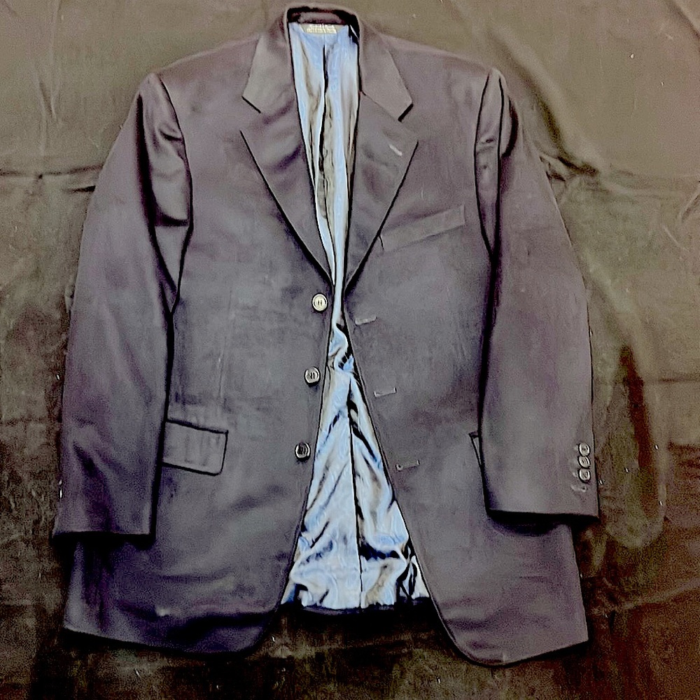 Size 43 Regular rod alan Cashmere 3 button Dark Navy Blazer. Hand made Bespoke